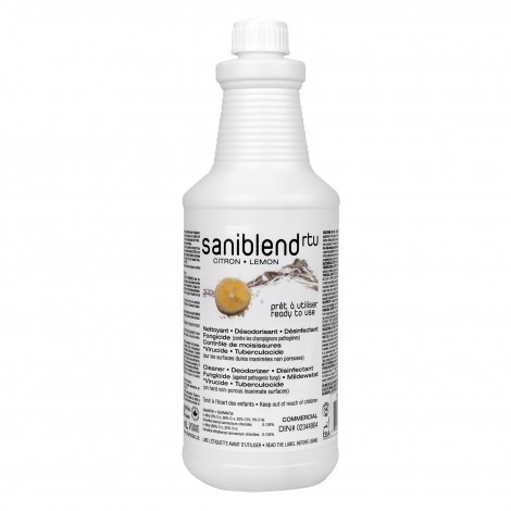 Nettoyant - désodorisant - désinfectant - prêt à utiliser - citron - Saniblend RTU - 950 ml (33,4 oz) - Safeblend SRTL-XWD - DINn. 02344904
