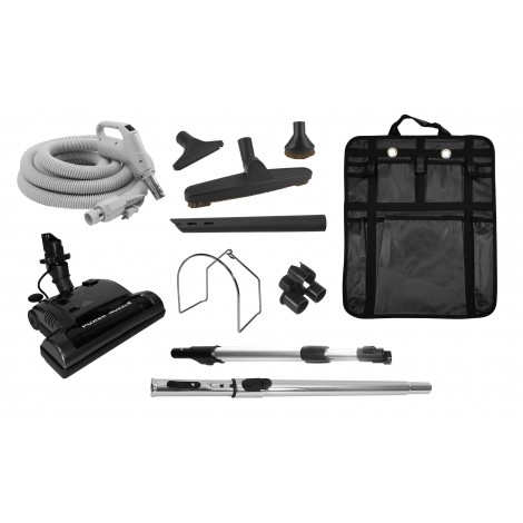 Central Vacuum Kit - 40' (12 m) Hose - Floor Brush - Dusting Brush - Upholstery Brush - Crevice Tool - Telescopic Wand - Hose and Tools Hangers - Storage Bag