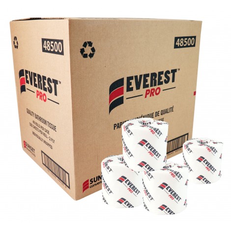 Quality Bathroom Tissue - 2-Ply - Box of 48 Rolls of 500 Sheets - SUNSET Everest Pro 48500