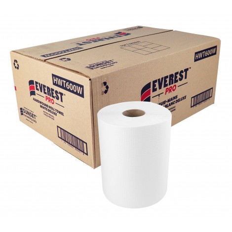 Papier essuie-mains - 600 pi par rouleau - boîte de 6 rouleaux - blanc - HWT600W