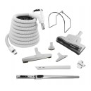 Central Vacuum  Kit - 40' (12.2 m) Hose with Ergonomic Handle - Air Nozzle - Floor Brush - Dusting Brush - Upholstery Brush - Crevice Tool - Telescopic Wand - Metal Hose Hanger