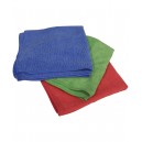 Multi-Purpose Microfiber Cloth - 16'' x 16'' (40.6 cm x 40.6 cm) - 3 Colors, Red, Green and Blue - Pack 0f 75 (25 of Each Color)