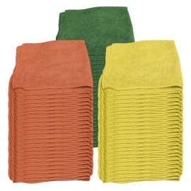 Pack of 75 Multi-Purpose Microfiber Cloths - 16'' x 16'' (40.6 cm x 40.6 cm) - Yellow, Orange & Green