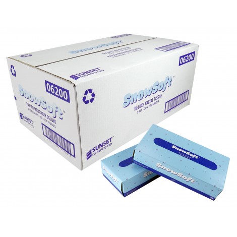 Facial Tissue - 2-ply - 30 Boxes of 100 Facial Tissues - White - SUNF10030
