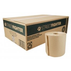 Paper Hand Towel - Roll of 800' (243.8 m) - Box of 6 Rolls - Brown - StreetFighter ST8002