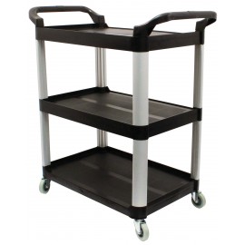 Service / Utility Cart - 3 Shelves - 4 Swivel Casters / Wheels - Black - Weight 29.9 lb (13.6 kg) - Dimensions 33" X 17"  X  37.5" (83.8 cm X 43.2 cm X 95.3 cm) REFURBISHED