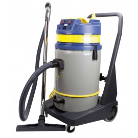 Wet and Dry Commercial Vacuum Cleaner - Capacity of 16 gal (60.5 L) - 2 Motors - Tank on Tilting Trolley - Electrical Outlet for Power Nozzle - 10' (3 m) Hose - Metal Wands - Brushes and Accessories Included - IPS KOALA 420B JV