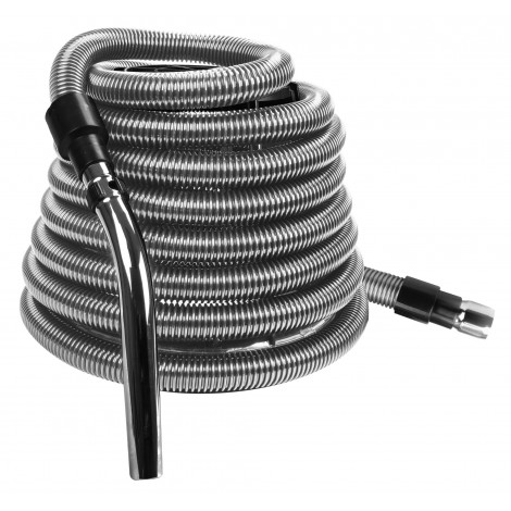 Boyau flexible pour aspirateur central - longueur de 12,19 m (40') - avec poignée en métal - couleur argent