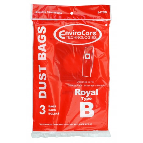 Paper Bag for Royal Type B Vacuum - Pack of 3 Bags - Envirocare 847SW