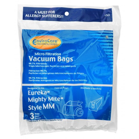 Microfilter Bag for Eureka, Mighty Mite and Style MM Vacuum - Pack of 3 Bags - Envirocare 153