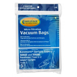 Microfilter Bag for Kenmore 5068 Type U Upright Vacuum - Pack of 3 Bags - Envirocare 159