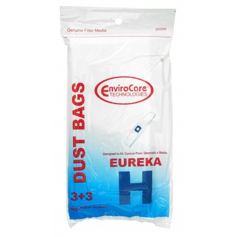 Paper Bag for Eureka Type H Vacuum - Pack of 3 Bags + 3 Filters - Envirocare 320SW