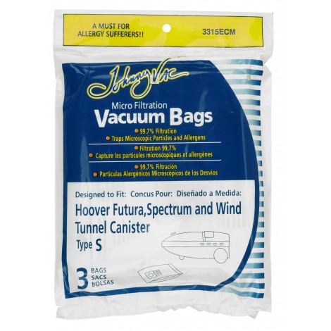 Microfilter Bag for Hoover Type S Vacuum - Pack of 3 Bags - Envirocare 109