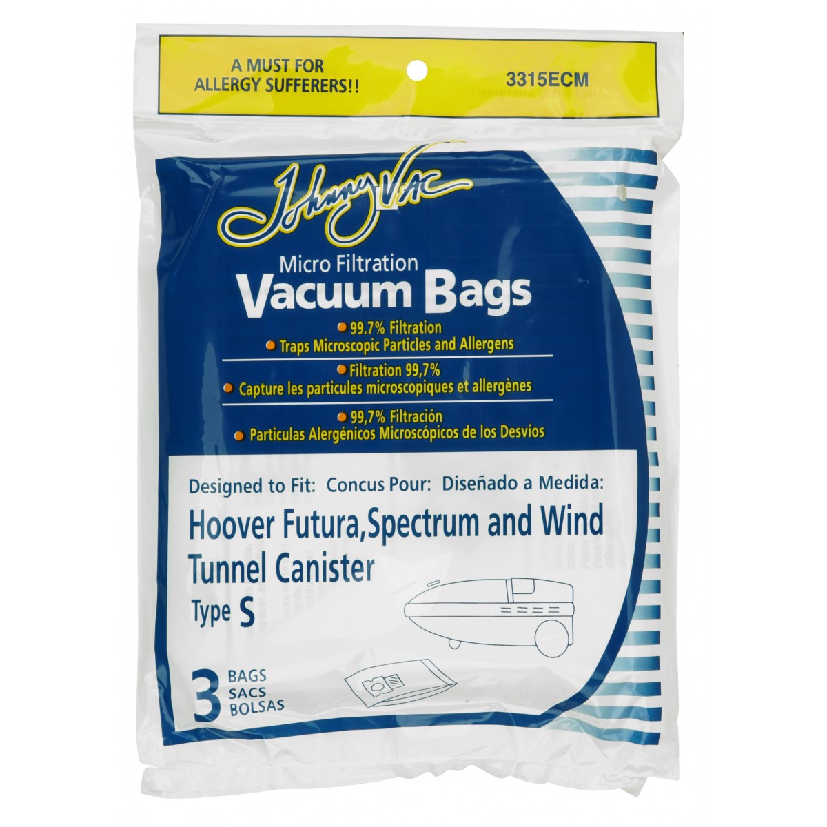 Hoover Bags Type I Hepa Vacuum Bags for Hoover Platinum Canister SH100  CJ  Miller Vacuum Center Inc