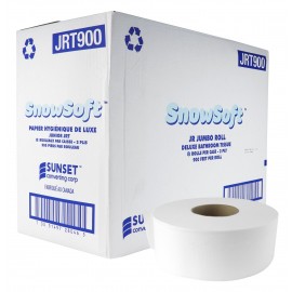 Deluxe Bathroom Tissue - 2-Ply - Box of 8 Rolls of 900' - SUNSET Snow Soft JRT900