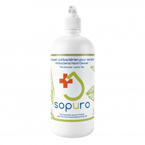 Nettoyant antibactérien pour les mains de Sopuro - fragrance thé citronné - gel hydratant enrichi d'aloès - 500 ml