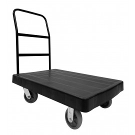 Black Platform Cart - 3' x 2' Surface - Sturdy Metal Handle - Wheels with Brakes