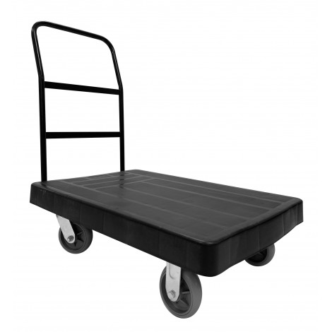 Black Platform Cart - 3' x 2' Surface - Sturdy Metal Handle - Wheels with Brakes