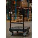 Black Platform Cart - 3' x 2' Surface - Sturdy Metal Handle - Wheels with Brakes