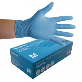 Gants jetables en nitrile sans poudre - bleu - MÉDIUM - boîte de 100