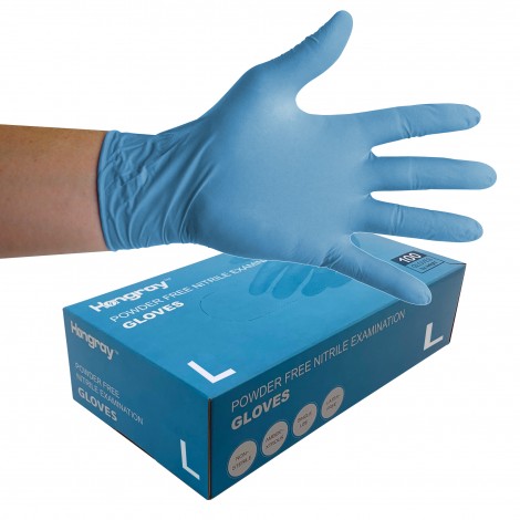 Powder Free Disposable Nitrile Gloves - Blue - LARGE - Box of 100