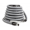 Boyau pour aspirateur central - 9 m (30') - argent - poignée droite - bouton-barrure - flexible - résistant