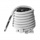Electrical Hose for Central Vacuum - 30' (9 m) - 1 1/4" (32 mm)  dia - Grey - Straight Handle - Button Lock - Plastiflex SE13011430BCUR