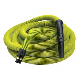 Hose for Central Vacuum - 30' (9 m) - 1 1/4" (32 mm) dia - Lime - Black Plastic Curved Handle