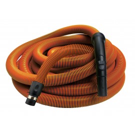 Central Vacuum Hose - 30' (9 m) - 1 1/4" (32 mm) dia - Orange - Black Plastic Curved Handle