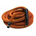 Central Vacuum Hose - 30' (9 m) - 1 1/4" (32 mm) dia - Orange - Black Plastic Curved Handle