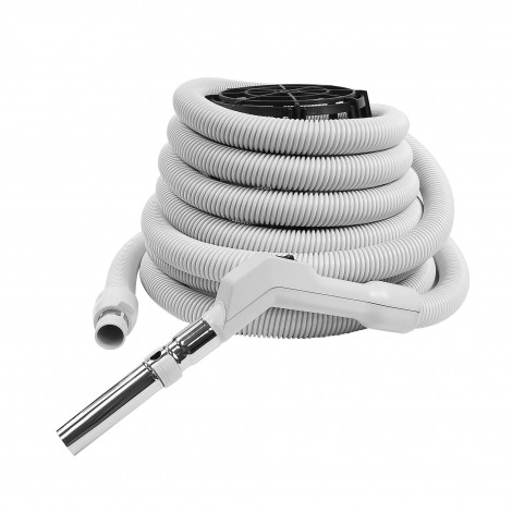 Hose for Central Vacuum - 30' (9 m) - 1 3/8''  (35 mm) dia - Grey - On/Off Button - Plastiflex  XE130138030FU3