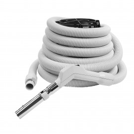 Hose for Central Vacuum - 30' (9 m) - 1 3/8" (35 mm) dia - Grey - On/Off Button - Button Lock - Plastiflex  XE130138030BU3