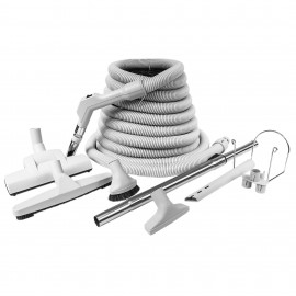 Central Vacuum Kit - 30' (9 m) Hose - Wessel-Werk Air Nozzle - Floor Brush - Dusting Brush - Upholstery Brush - Crevice Tool - Telescopic Wand - Hose and Tools Hangers - Grey