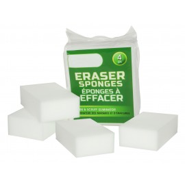 Sponge Eraser - Marks and Scruffs Eliminator - 4.75" X 2.4" (12 cm X 2.4 cm) - White - Pack of 4 -  Globe Commercial Products 4027