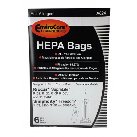 HEPA Bags - 99,97% Filtration - Designed to fit Riccar SupraLite & Simplicity Freedom