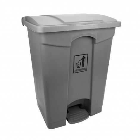 Trash Garbage Can Bin with Lid and Pedal - 17 gal (68 L) - Grey