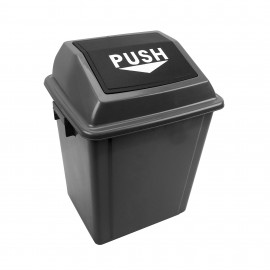 Trash Garbage Can Bin with Swing Lid - 6.6 gal (25 L) - Black and Grey