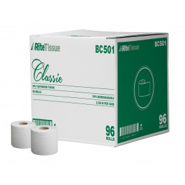 Bathroom Tissue 100% biodegradable - 2-Ply - Box of 96 Rolls of 500 Sheets - 4.25" X 3.5" - Sunset BC501