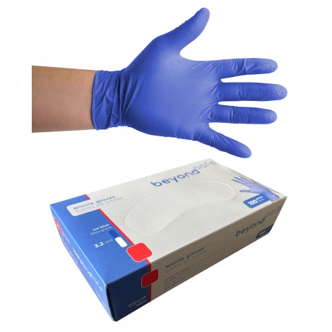 Nitrile Disposable Gloves - Small - Powder-Free - Shur-Skin - Blue - 9-NITBL-3.2MIL-S - Box of 100