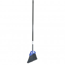 Angle Broom - 10 " (25,4 cm) Cleaning Path - 48" (122 cm) Metal Handle - Black