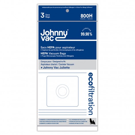 Sac microfiltre HEPA pour aspirateur Johnny Vac Juliette - paquet de 3 sacs