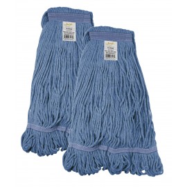 Tête de vadrouille / moppe synthétique de rechange - humide pour laver - 554 g (16 oz) - bleue - lot de 2