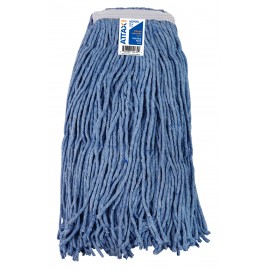 Synthetic String Mop Replacement Head - Very Small (12 oz / 340 g) - with Narrow Strips and Looped End - Blue - Attax ® Pro