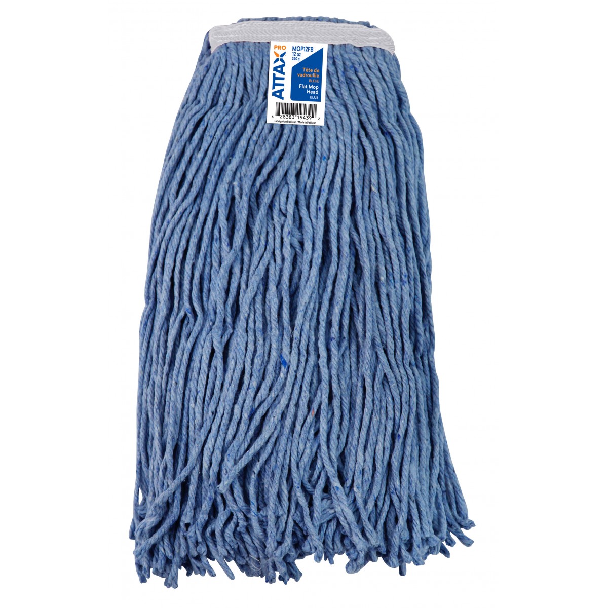 Tête de vadrouille / moppe synthétique de rechange - humide pour laver -  340 g (12 oz) - bleue 