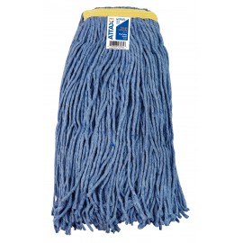 Synthetic String Mop Replacement Head - Small (16 oz / 454 g) - with Narrow Strips and Looped End - Blue - Attax ® Pro
