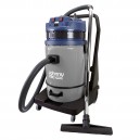 Wet and Dry Commercial Vacuum Cleaner - Capacity of 16 gal (60.5 L) - 2 Motors - Tank on Tilting Trolley - Electrical Outlet for Power Nozzle - 8' Hose - Metal Wands - Brushes and Accessories Included - IPS KOALA 420B JV