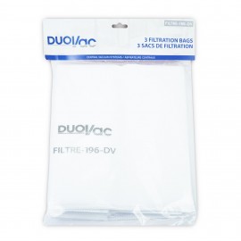 SAC DE FILTRATION EN POLYPROPYLENE DUOVAC  12L(3.2G)PK3 - FILTRE-196-DV