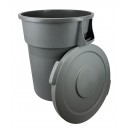 Round Trash Garbage Can Bin with Lid - 44 gal  (167 L) - Grey