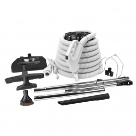 Ensemble pour aspirateur central - boyau électrique de 9 m (30') - balai électrique noir - brosse à plancher - brosse à épousseter - brosse pour meubles - outil de coins - 2 manchons télescopiques - manchon droit - supports pour boyau et outils - noir