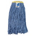 Synthetic String Mop Replacement Head - Small (16 oz / 454 g) - with Narrow Strips and Looped End - Blue - Attax ® Pro